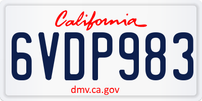 CA license plate 6VDP983