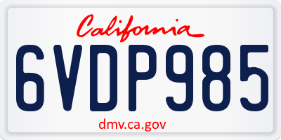 CA license plate 6VDP985