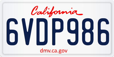 CA license plate 6VDP986
