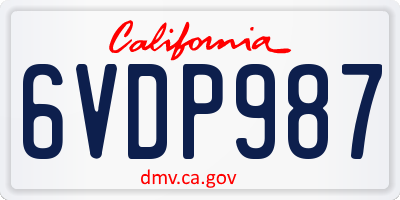 CA license plate 6VDP987