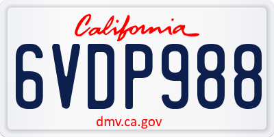 CA license plate 6VDP988