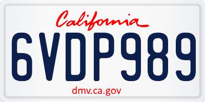 CA license plate 6VDP989