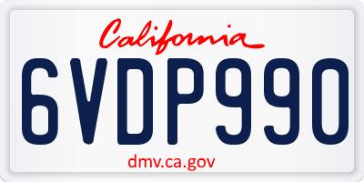 CA license plate 6VDP990