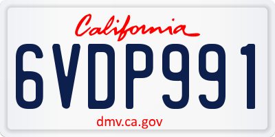 CA license plate 6VDP991