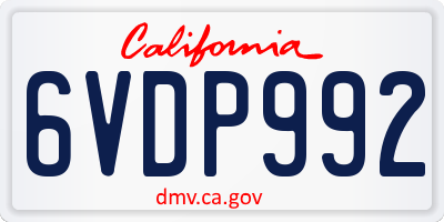 CA license plate 6VDP992