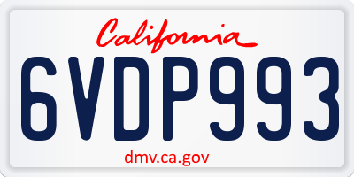 CA license plate 6VDP993