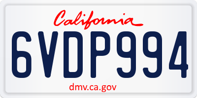 CA license plate 6VDP994