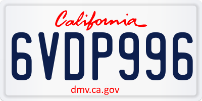 CA license plate 6VDP996