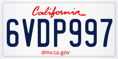 CA license plate 6VDP997
