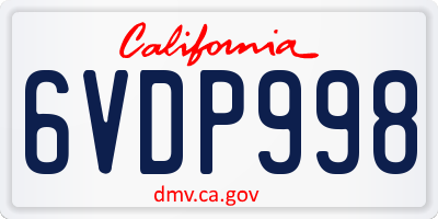 CA license plate 6VDP998