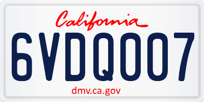 CA license plate 6VDQ007