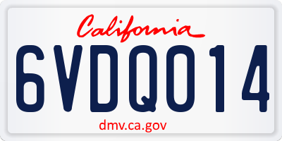 CA license plate 6VDQ014