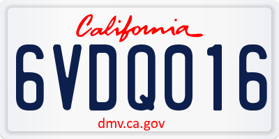 CA license plate 6VDQ016