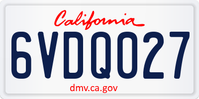 CA license plate 6VDQ027