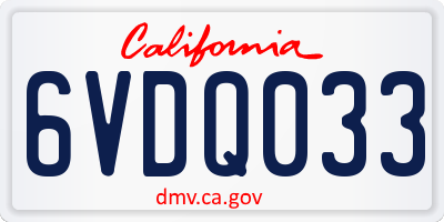 CA license plate 6VDQ033