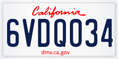 CA license plate 6VDQ034