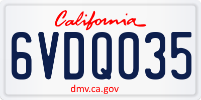 CA license plate 6VDQ035