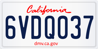 CA license plate 6VDQ037