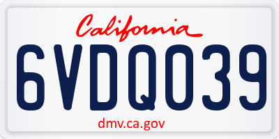 CA license plate 6VDQ039