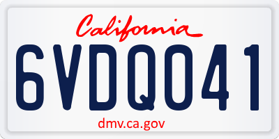 CA license plate 6VDQ041