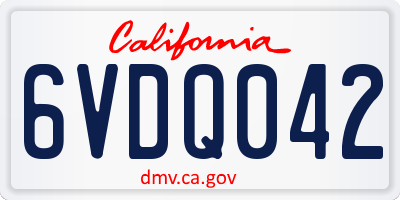 CA license plate 6VDQ042