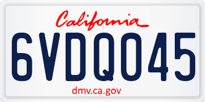 CA license plate 6VDQ045