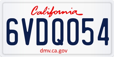 CA license plate 6VDQ054