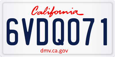 CA license plate 6VDQ071