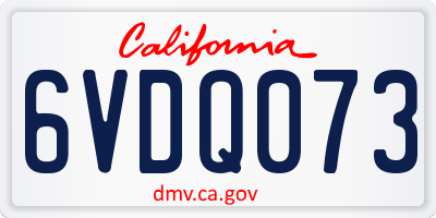 CA license plate 6VDQ073