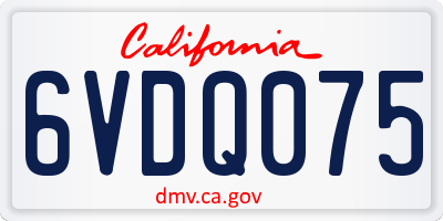CA license plate 6VDQ075