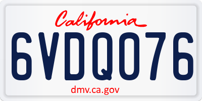 CA license plate 6VDQ076