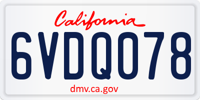 CA license plate 6VDQ078