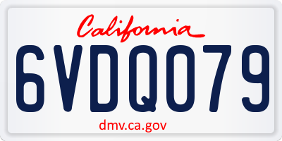 CA license plate 6VDQ079