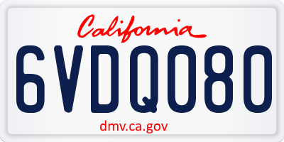 CA license plate 6VDQ080