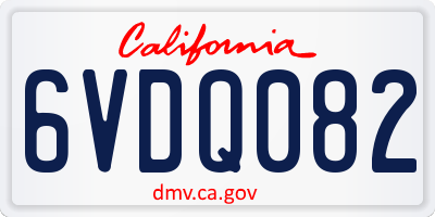 CA license plate 6VDQ082