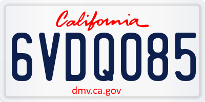 CA license plate 6VDQ085