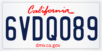 CA license plate 6VDQ089