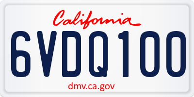 CA license plate 6VDQ100
