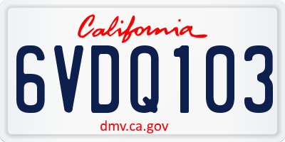 CA license plate 6VDQ103