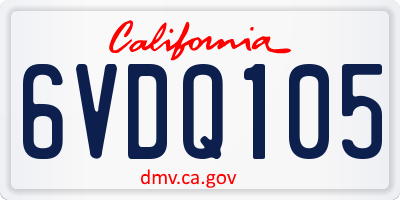 CA license plate 6VDQ105