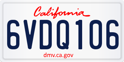 CA license plate 6VDQ106