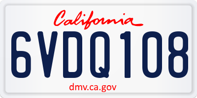 CA license plate 6VDQ108