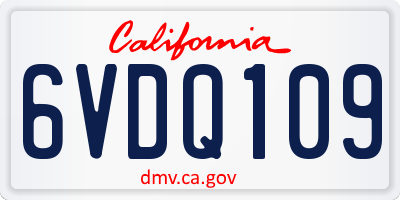 CA license plate 6VDQ109