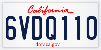 CA license plate 6VDQ110