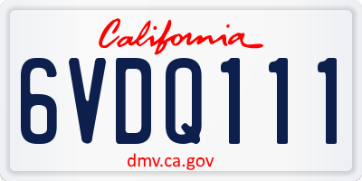 CA license plate 6VDQ111
