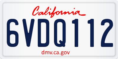 CA license plate 6VDQ112