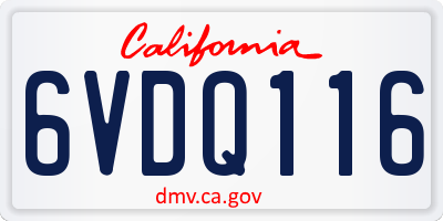CA license plate 6VDQ116