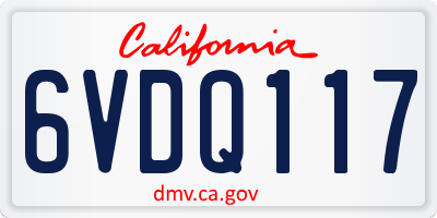 CA license plate 6VDQ117