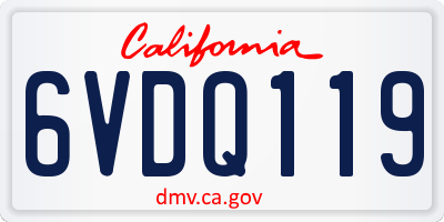 CA license plate 6VDQ119