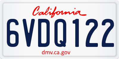 CA license plate 6VDQ122